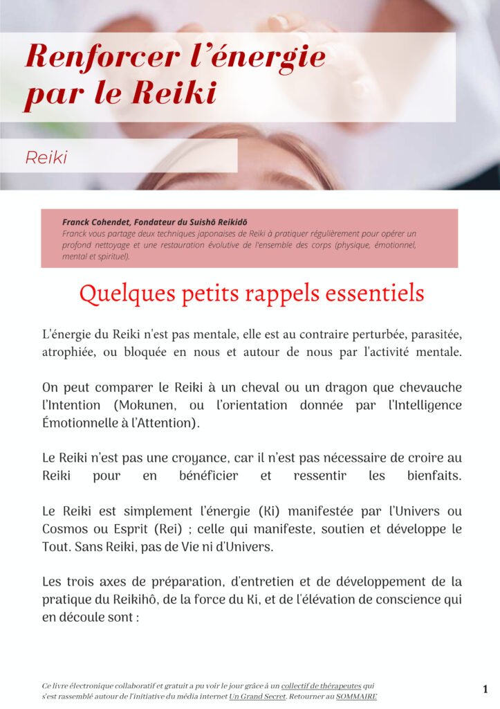 Renforcement de l'Immunité du Corps du Cœur et de l'Esprit - Collectif de 33 Thérapeutes - Renforcer l'énergie par le Reiki 01 - Édition Le Grand Secret 2020 / Productions Être - Extrait de Franck Cohendet / Suishō Reikidō® - Téléchargement gratuit - https://suishoreikido.org